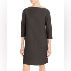 Eileen Fisher Charcoal Quarter Sleeve Long Sleeve Dress Medium Neck Shift